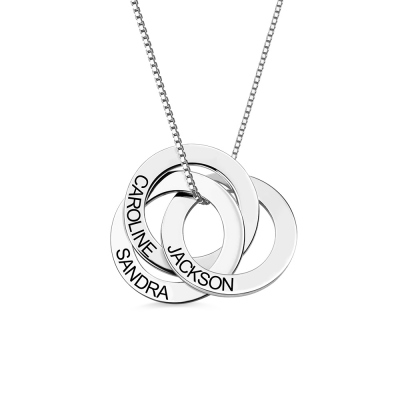 Personalized Engraved Russian Ring Necklace Sterling Silver