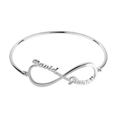 Infinity Bangle Double Names Sterling Silver