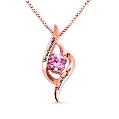 Customized Grandmother & Granddaughter Birthstone Necklace In Rose Gold