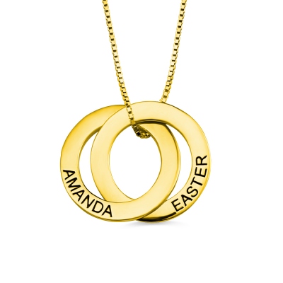 Custom Double Russian Rings Name Necklace Gold Plated