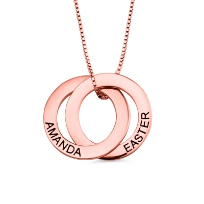 Custom Double Russian Ring Love Necklace In Rose Gold