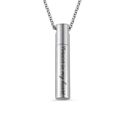 Custom Engraved Cylindrical Urn Necklace for Ashes