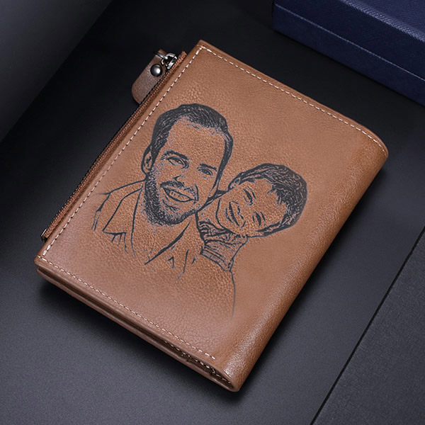 Personalized Leather Photo Buckle Wallet for Men