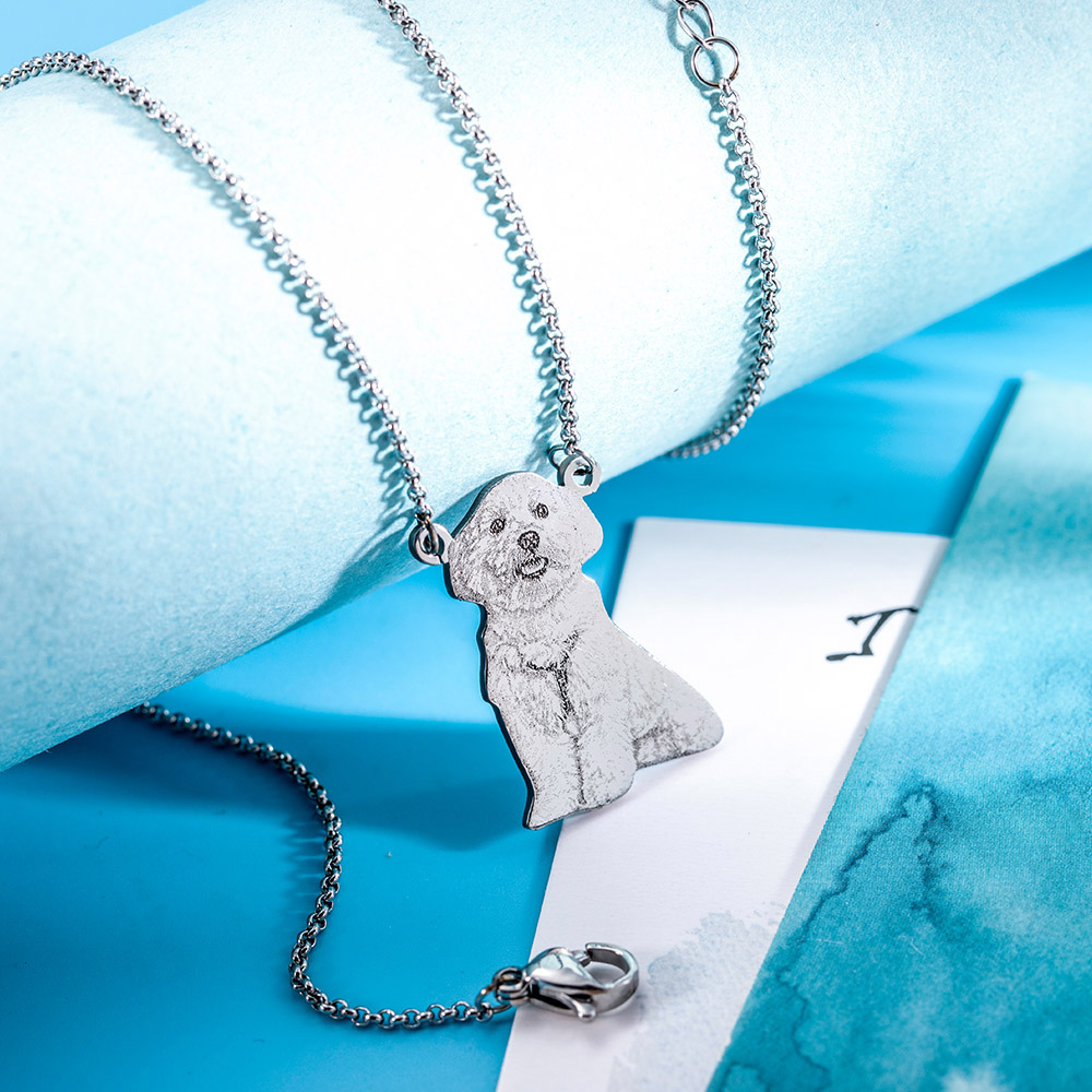Personalized Stainless Steel Engraved Pet Photo Necklace
