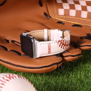 Personalized Baseball Leather Watch Band for Apple Watch