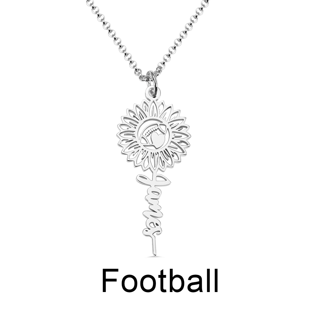 Personalized Sunflower with Ball Name Necklace