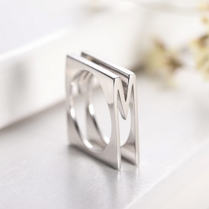 Personalized Large Initial Stackable Ring Silver