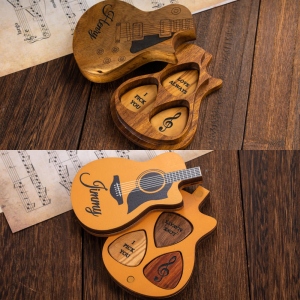 Personalisierte Holzgitarren-Picks mit Etui