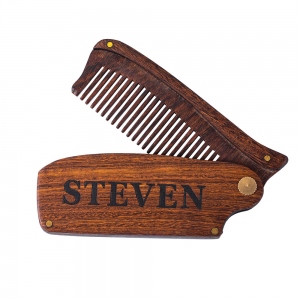 Engraved Wooden Beard Comb for Men