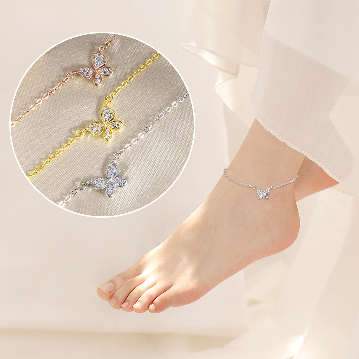 Custom Butterfly Anklet Bracelet Foot Chain