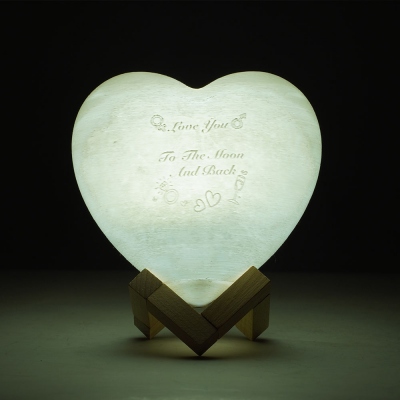 Personalized Heart Photo 3D Moon Lamp with Remote