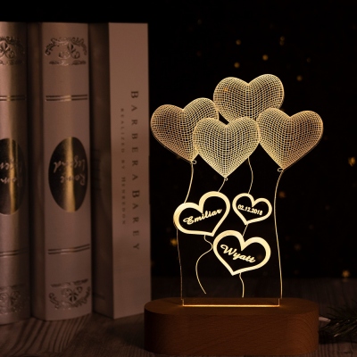 Personalized 3D Illusion Lamp Gift for Her Anniversary Gift
