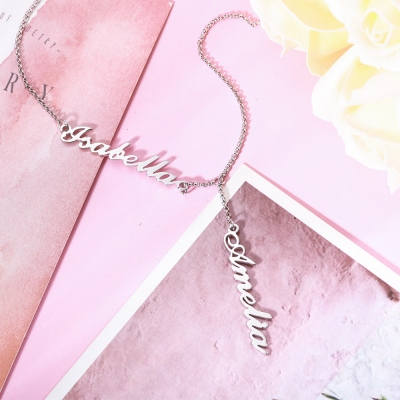 Personalized Two Names Y-shaped Necklace