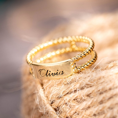 Personalized Twisted Rope Ring Rose Gold