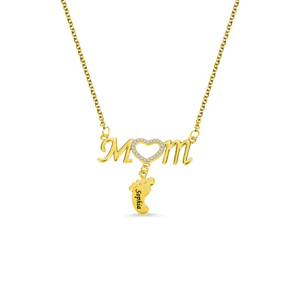 Personalized Mom Necklace with Baby Feet