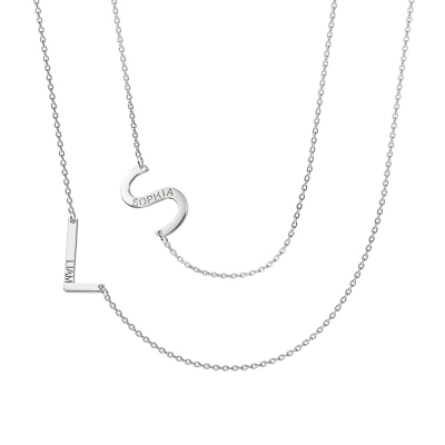 Personalized Sideways Initial Name Necklace