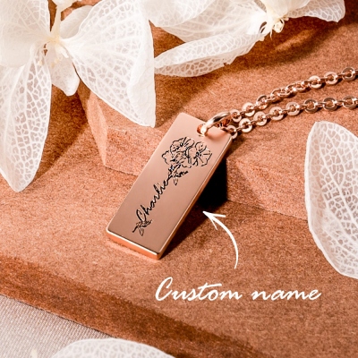 Personalisierte Geburtsblume Name Halskette