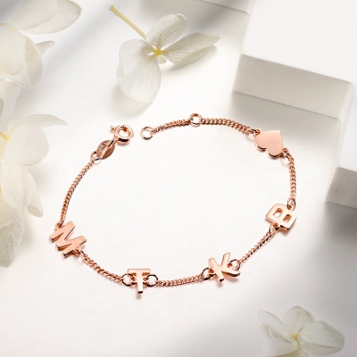 Personalized Sterling Silver Initial/Name Bracelet in Rose Gold