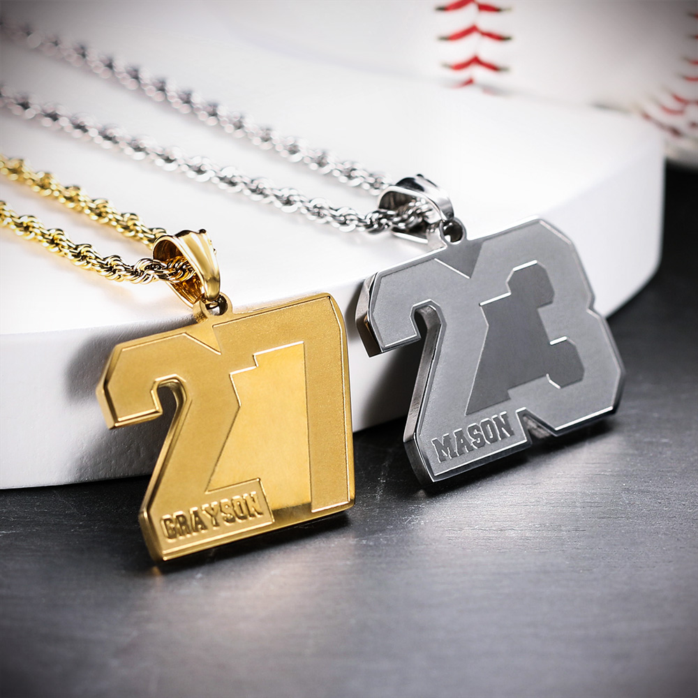 Personalized Sports Number Necklace Stainless Steel - GetNameNecklace
