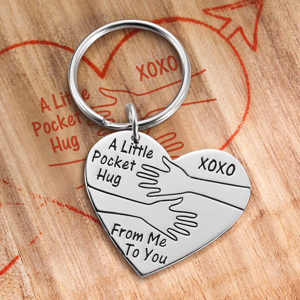 Personalized Pocket Hug Keychain for Long Distance Gift