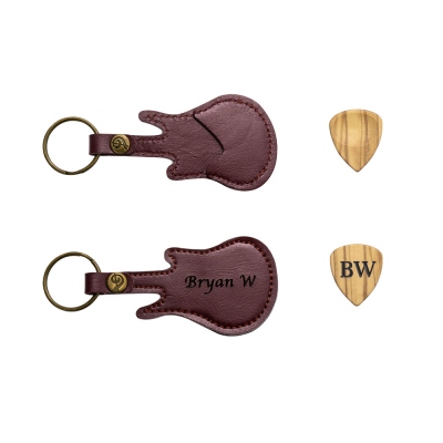 Personalized Wood Guitar Pick with Guitar Shaped Case