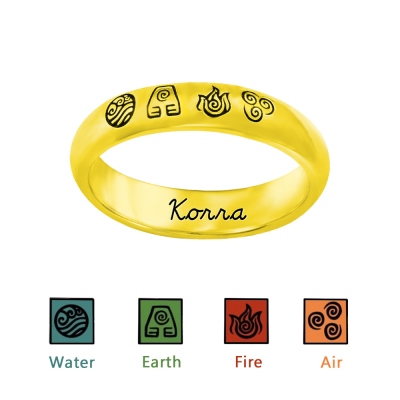 Personalized The Last Airbender 4 Elements Ring