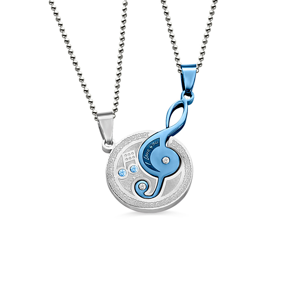 Musical Note Titanium Steel Couple's Necklaces