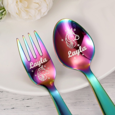 Personalized Cutlery Sets with Unicorn Gift for Kids