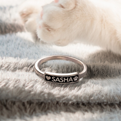 Personalized Pet Memorial Ring Paw Print Ring