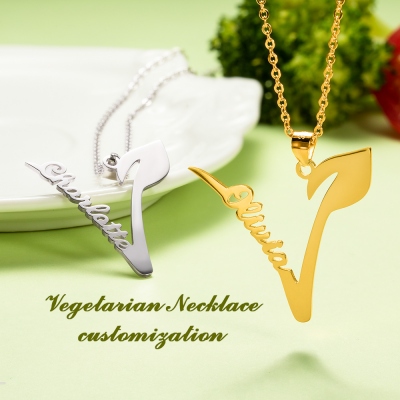 Collier prénom vegan personnalisé pour cadeau végétarien