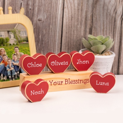 Personalized Name Heart Shaped Home Decor Gift for Family