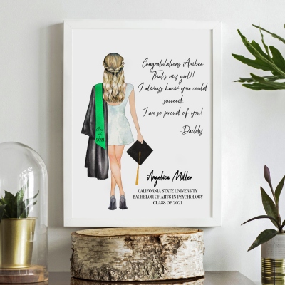 Personalized Graduation Keepsake Print Gift for Her