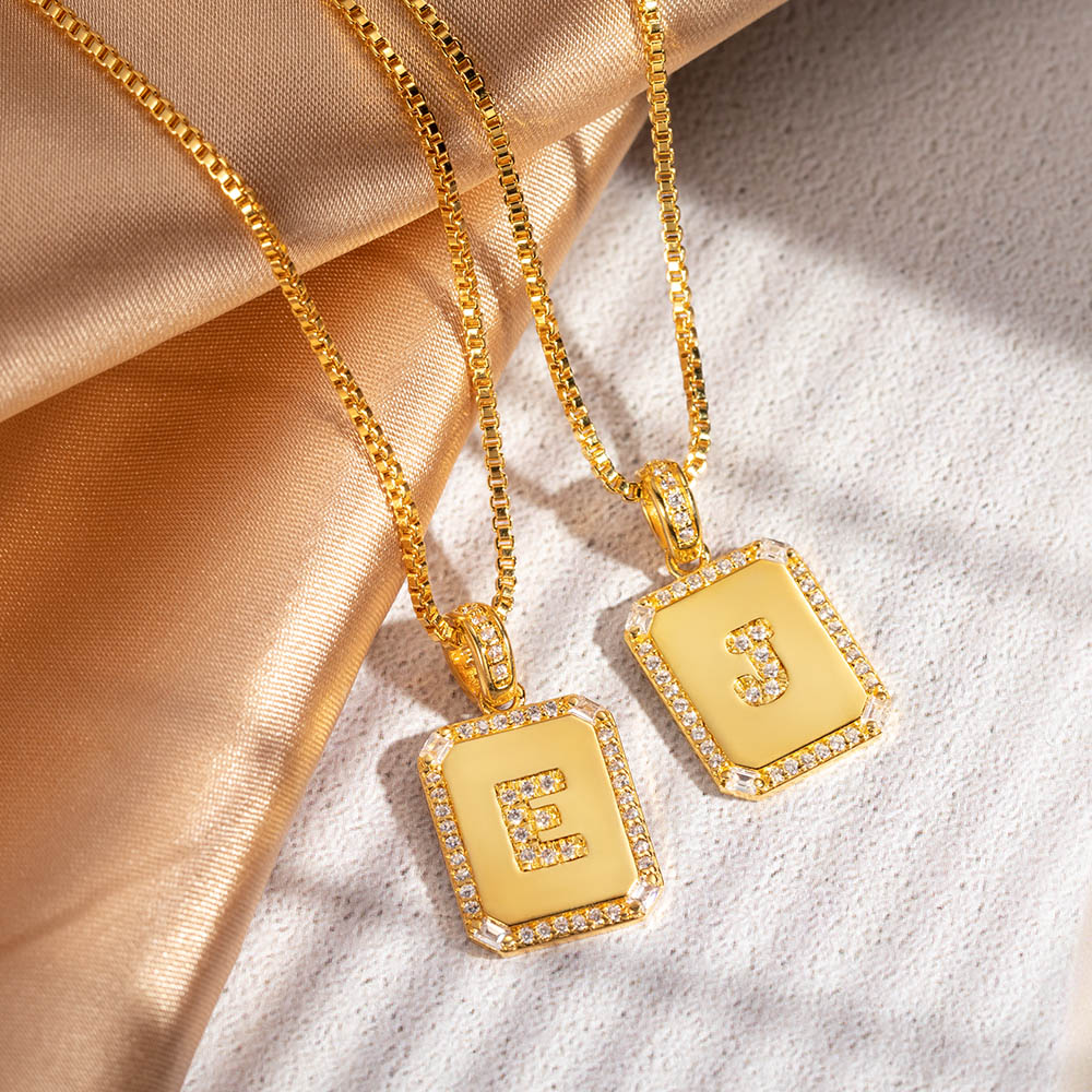 Personalized Golden Octagon Initial Necklace