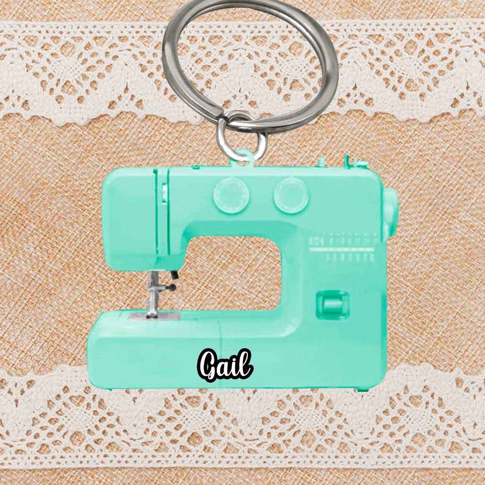 Custom Sewing Machine Keychain, Seamstress Keyring, Inspirational