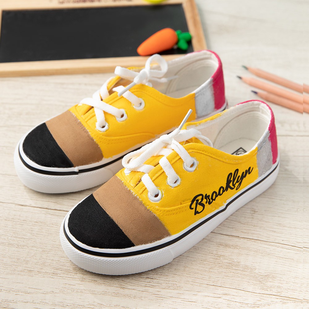 Chaussures personnalisées de professeur de retour à l'école, baskets d'étudiant de style crayon, cadeau pour enfants/enseignants