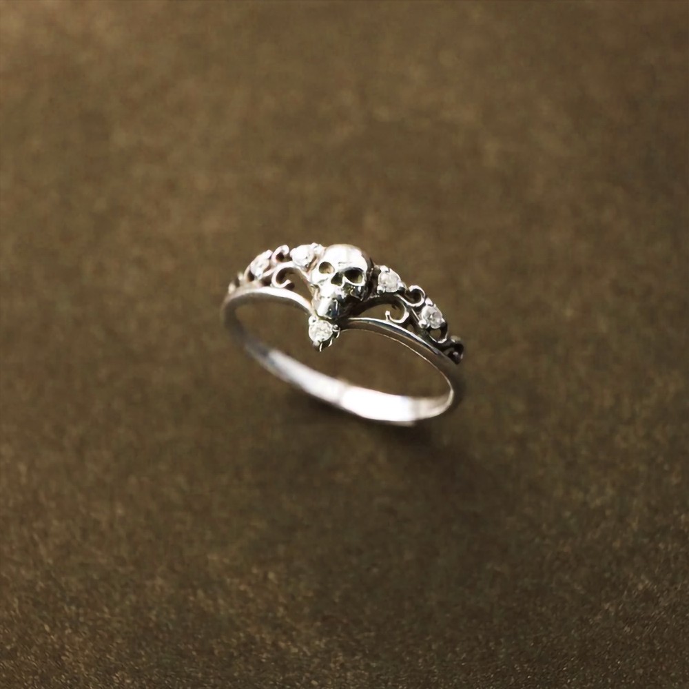 Custom Birthstone Skull Ring, Gothic Ring, Brass/Sterling Silver 925 Ring, Steampunk Ring