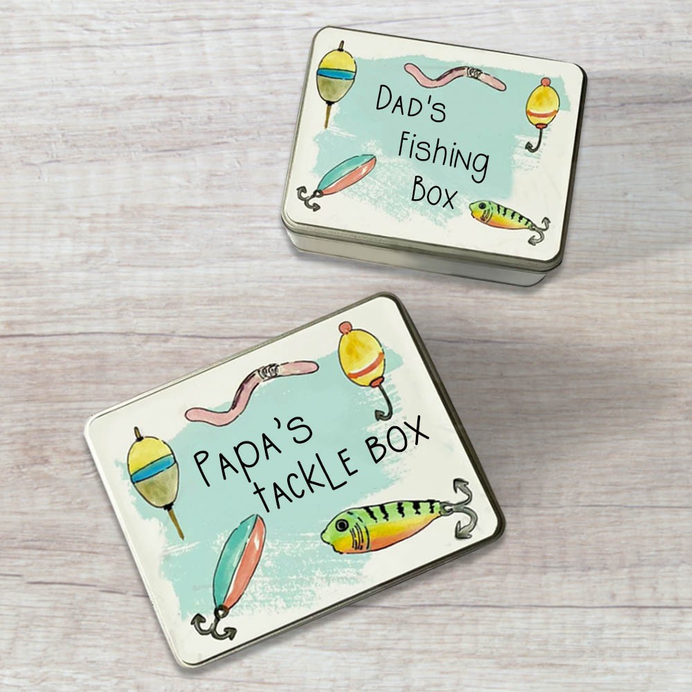 Personalized Father's Day Storage Tin for Tackle Bits, Fish Hook Storage Lucky Bait Tin, Birthday Gift Idea for Dad/Grandad/Uncle, Gift for Fishing