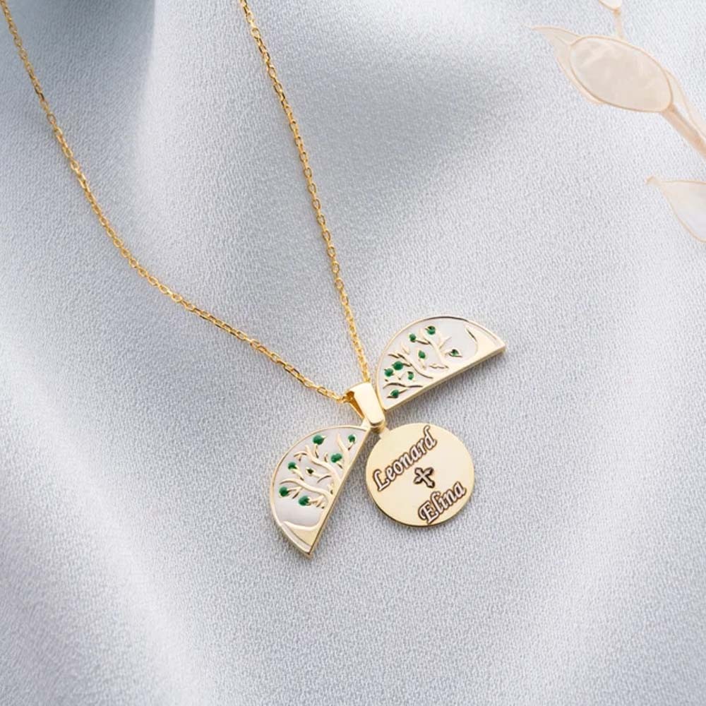Personalized Openable Life Tree Necklace, Custom Handmade Family Tree Necklace, Personalized Gift, Gift For Mom, Gift For Her, Grandma Gift