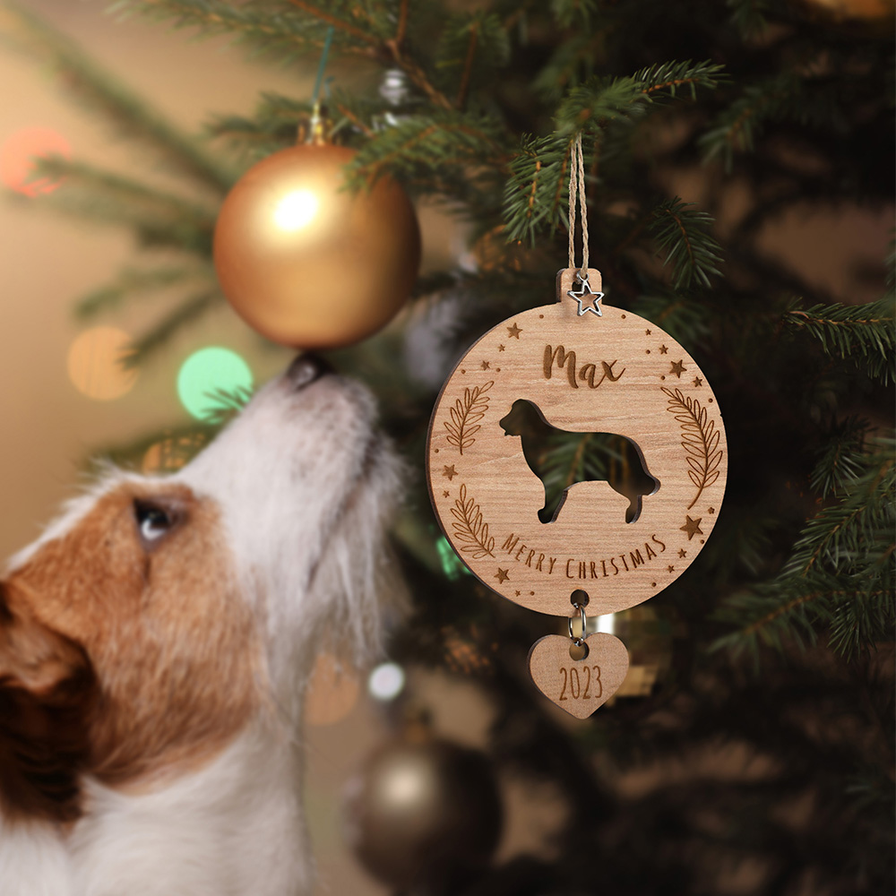 Ornamento in legno personalizzato con sagoma di cane con nome, decorazione  da appendere all'albero di Natale, prima decorazione natalizia del cane,  regalo di Natale per gli amanti dei cani