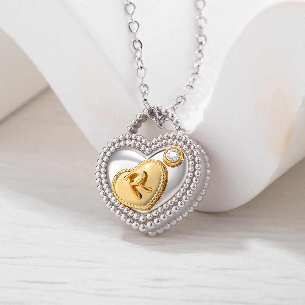 Mother and Child Love Heart padlock Necklace