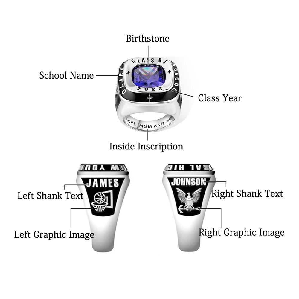 custom class ring for men's high school