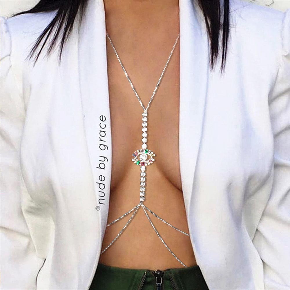 chest necklace body chain evil eye