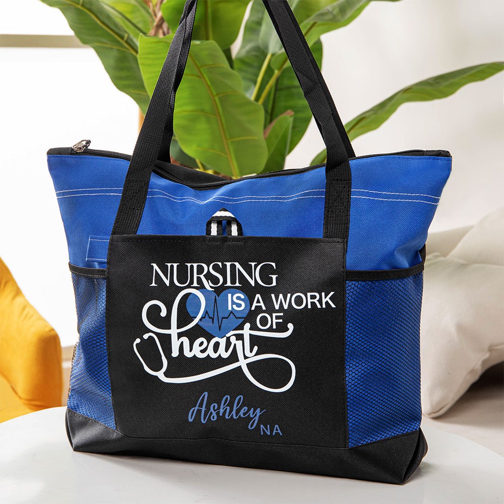 84hoods Registered Nurse Tote Bag - Multi-Pocket Work Bag With Zipper Compartments