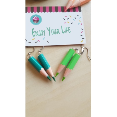 Pencils Earrings, School Souvenir, Teacher Gift, ATSEM, UV Resin, Colorful, Unique Gift, So Cute