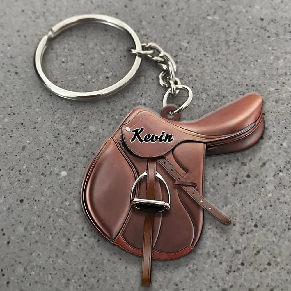 Personalized Name Saddle Keychain