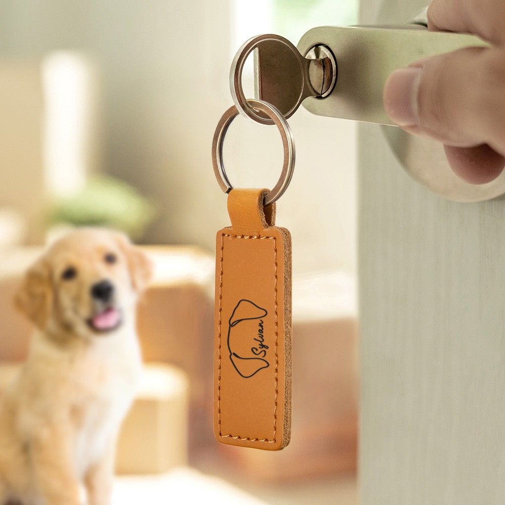Personalized Name Dog Ear Keychain
