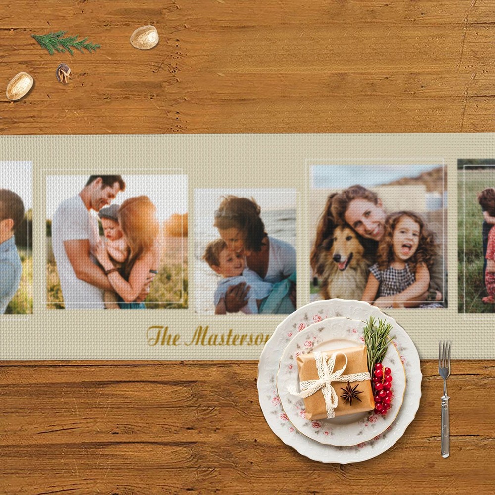 Runner da tavolo personalizzato con foto di famiglia