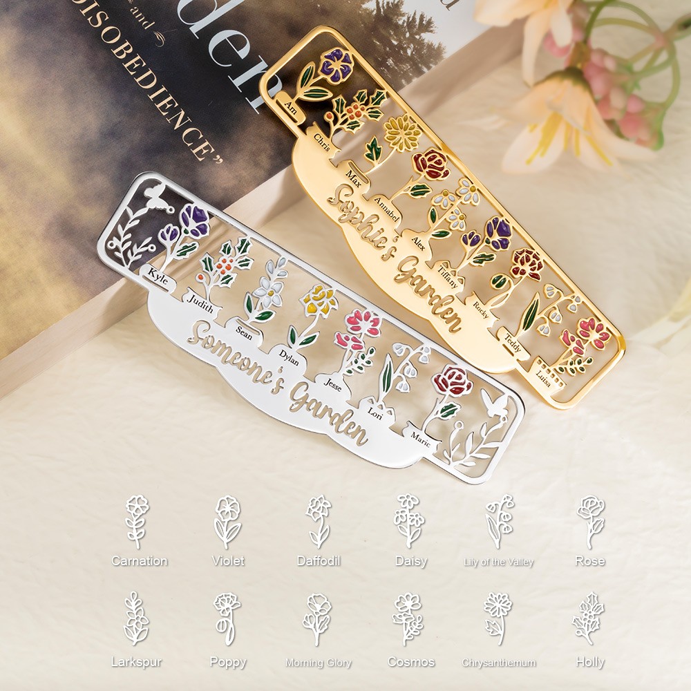 Marque-page Pouce Personnalisé Avec Fleur De Naissance - En Bois (noyer/hêtre), Cadeau Pour Lecteurs