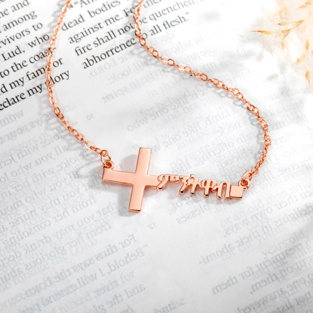 Amharic cross name necklace