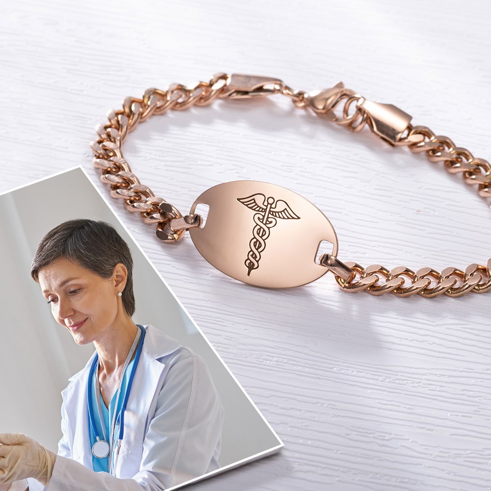 Bracelets d’identification d’alerte médicale avec gravure gratuite pour hommes, femmes, enfants et personnes âgées, bracelet réglable, bracelet d’urgence, bracelet d’alerte médicale